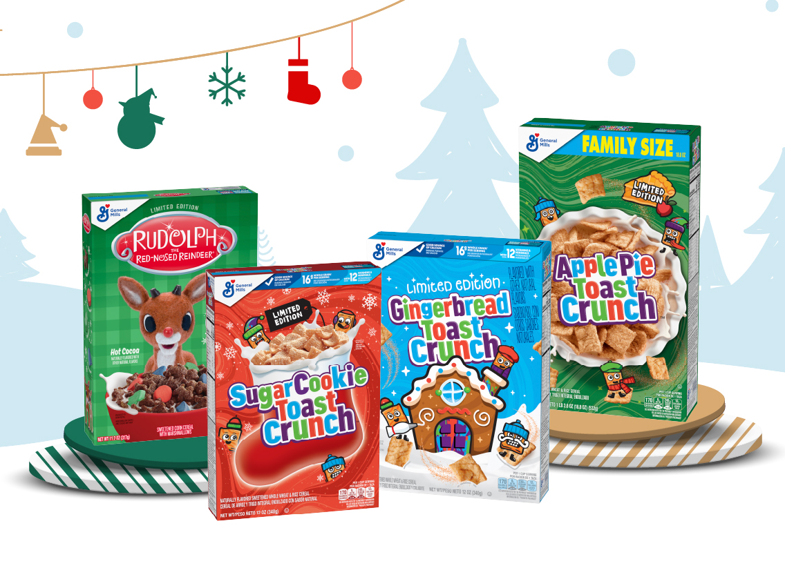 Holiday cereal on a snowy background