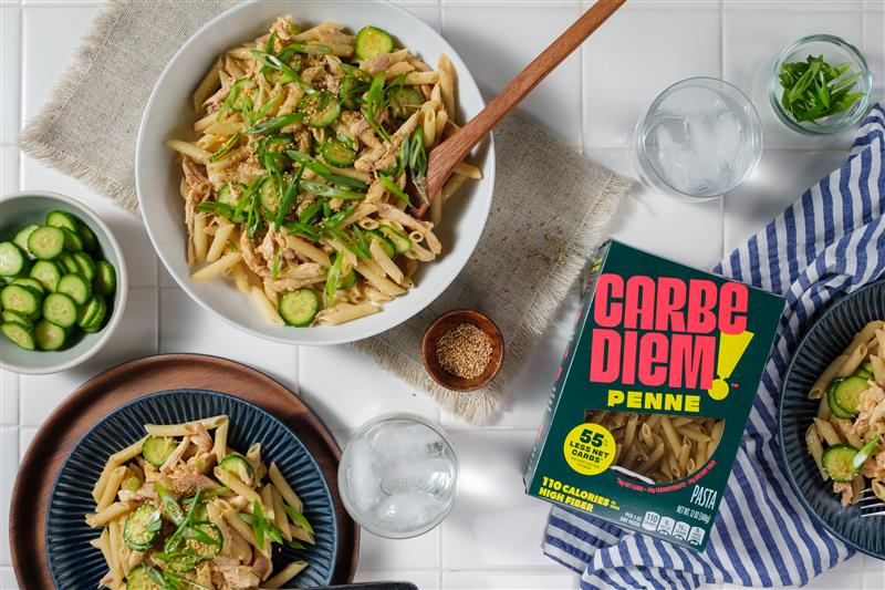 Miso chicken penne pasta salad